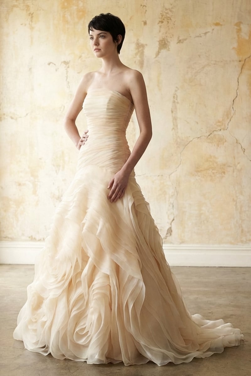 Sophia Strapless Organza Gown | JewelClues #color_beige