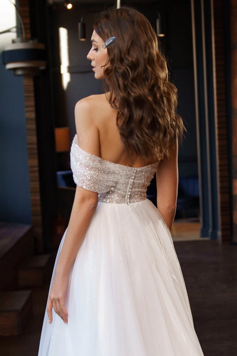 Sparkling Love Strapless A-line Wedding Dress | Jewelclues