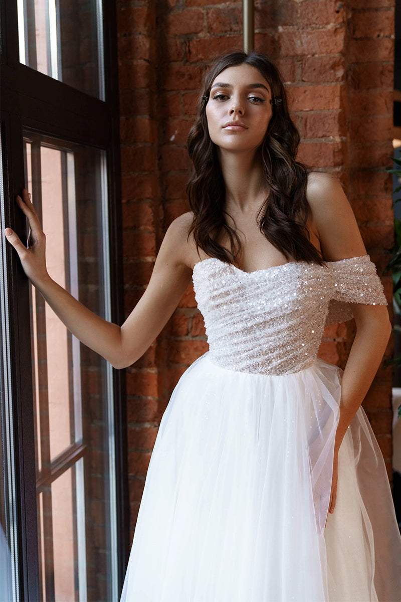 Sparkling Love Strapless A-line Wedding Dress | Jewelclues