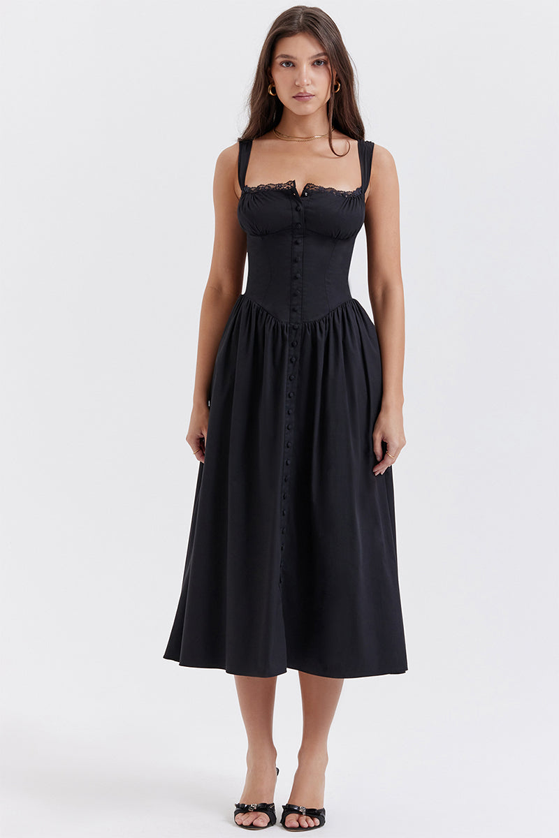 Stroke of Luck Bustier Midi Dress | Jewelclues | #color_black