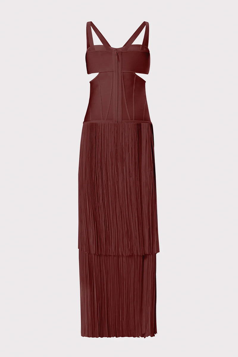 Stunning Allure Fringe Maxi Dress | Jewelclues | #color_auburn