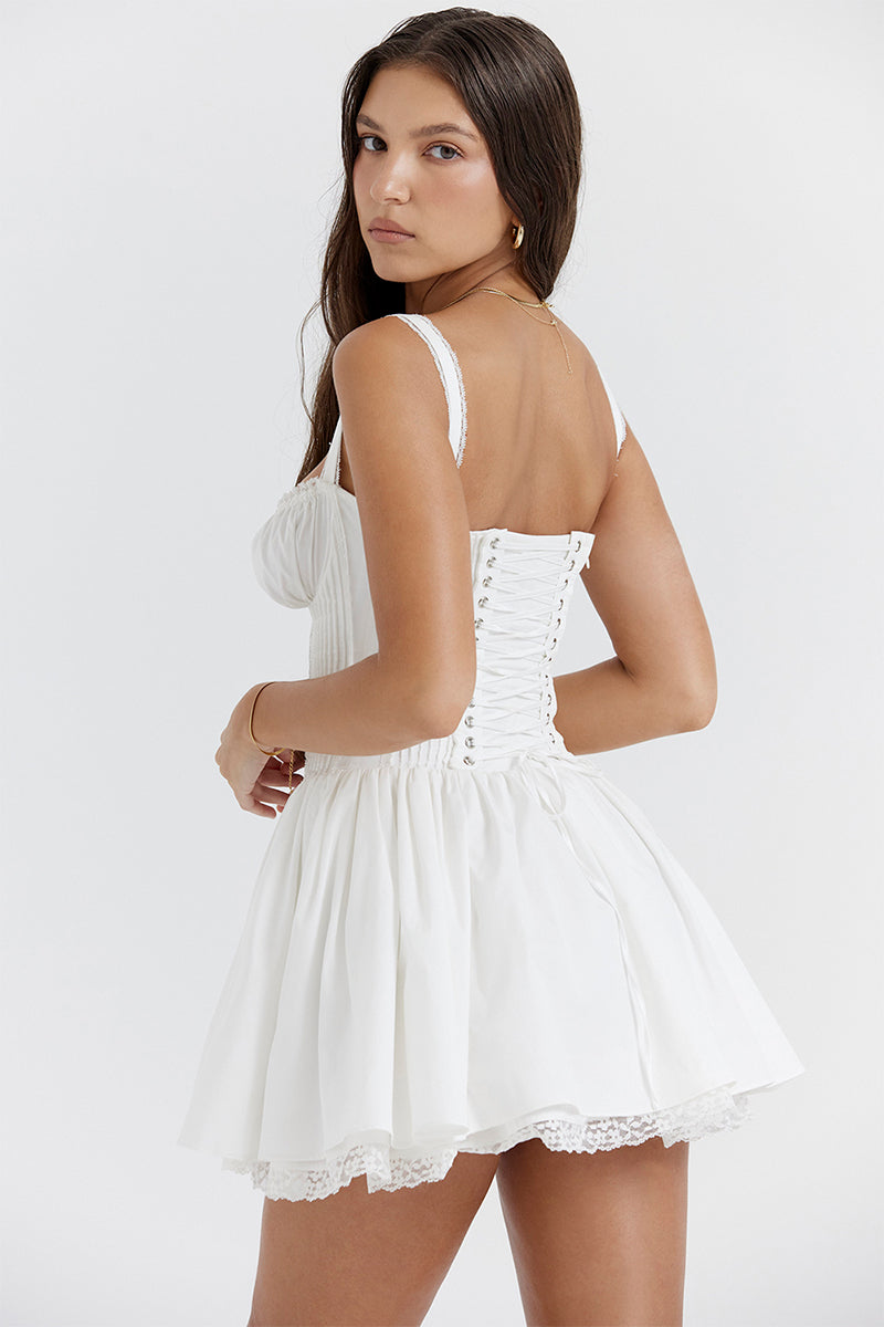 Summer Desires White Corset Mini Dress | Jewelclues | #color_white