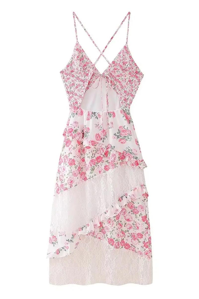 Summer Love Floral Lace Maxi Dress | Jewelclues #color_pink