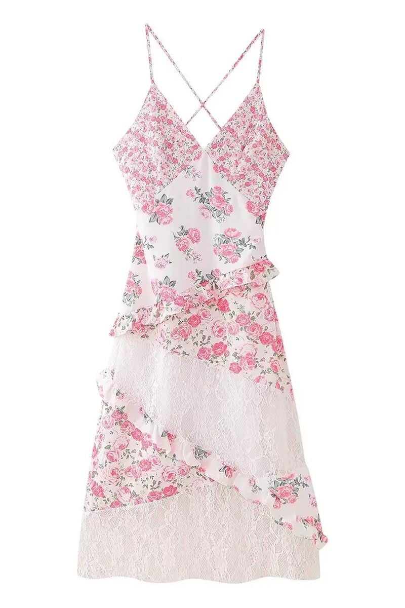 Summer Love Floral Lace Maxi Dress | Jewelclues #color_pink