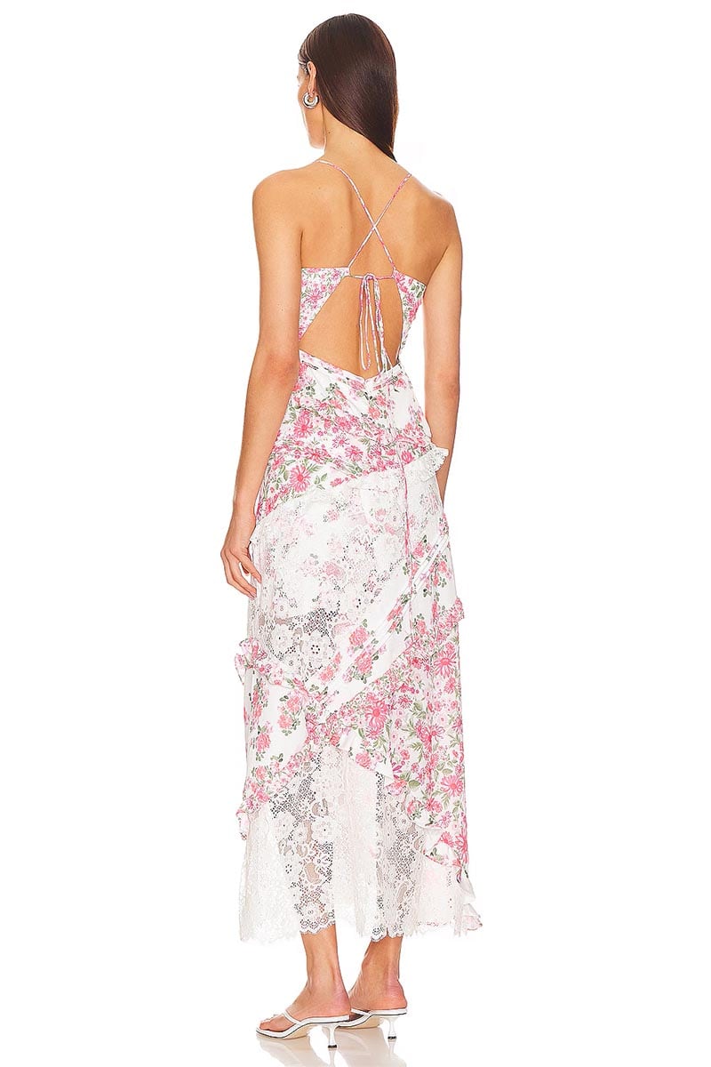 Summer Love Floral Lace Maxi Dress | Jewelclues #color_pink