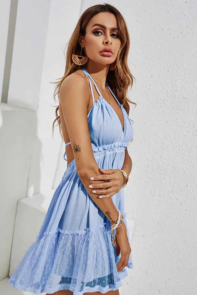 Summery Sweetness Tiered Mini Dress | Jewelclues #color_light blue