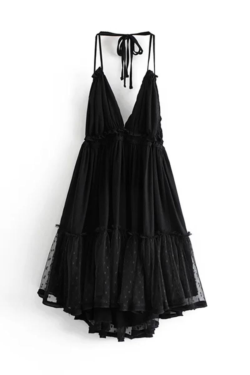 Summery Sweetness Tiered Mini Dress | Jewelclues #color_black