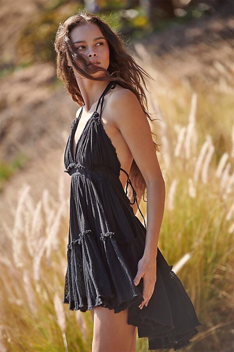 Summery Sweetness Tiered Mini Dress | Jewelclues #color_black