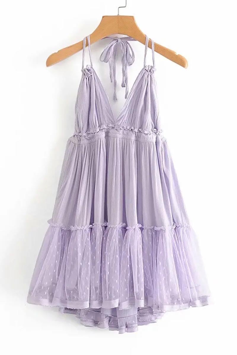 Summery Sweetness Tiered Mini Dress | Jewelclues #color_lavender