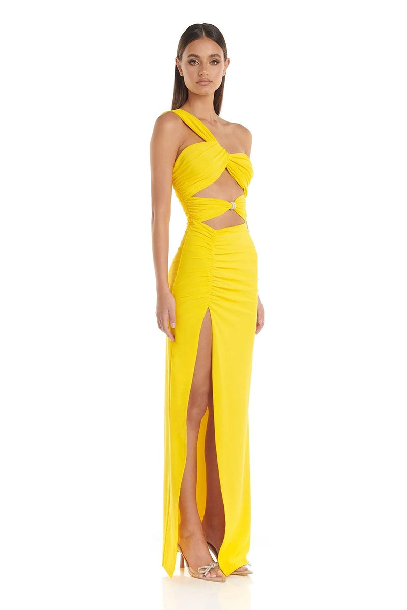 Superlative Elegance Yellow Maxi Dress | Jewelclues
