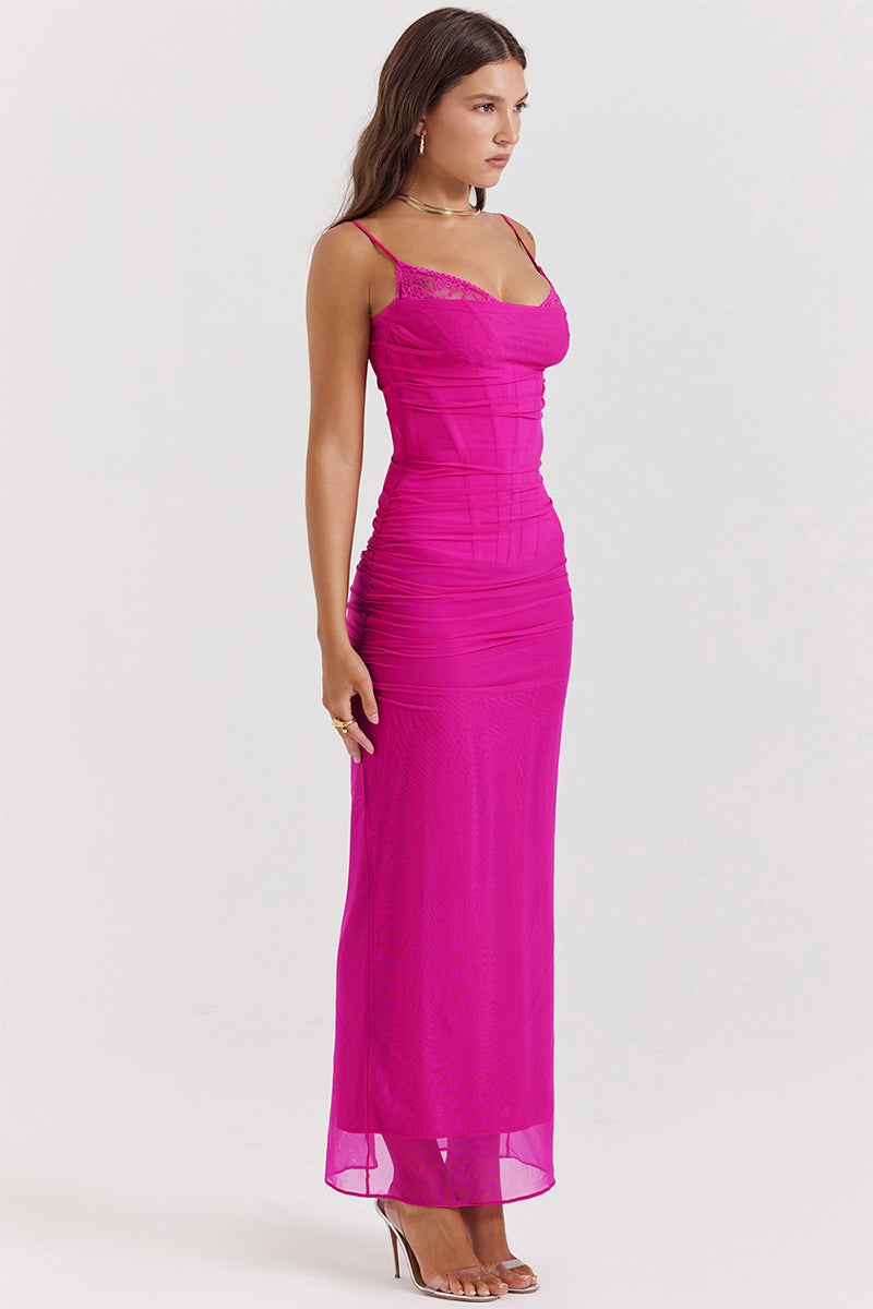 Sweet Amor Bodycon Maxi Dress | Jewelclues #color_fuchsia