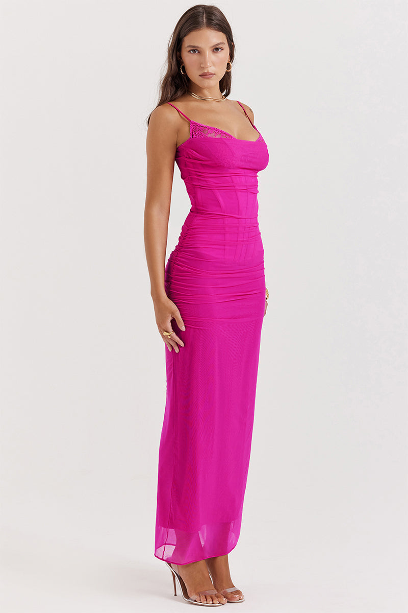Sweet Amor Bodycon Maxi Dress | Jewelclues #color_fuchsia