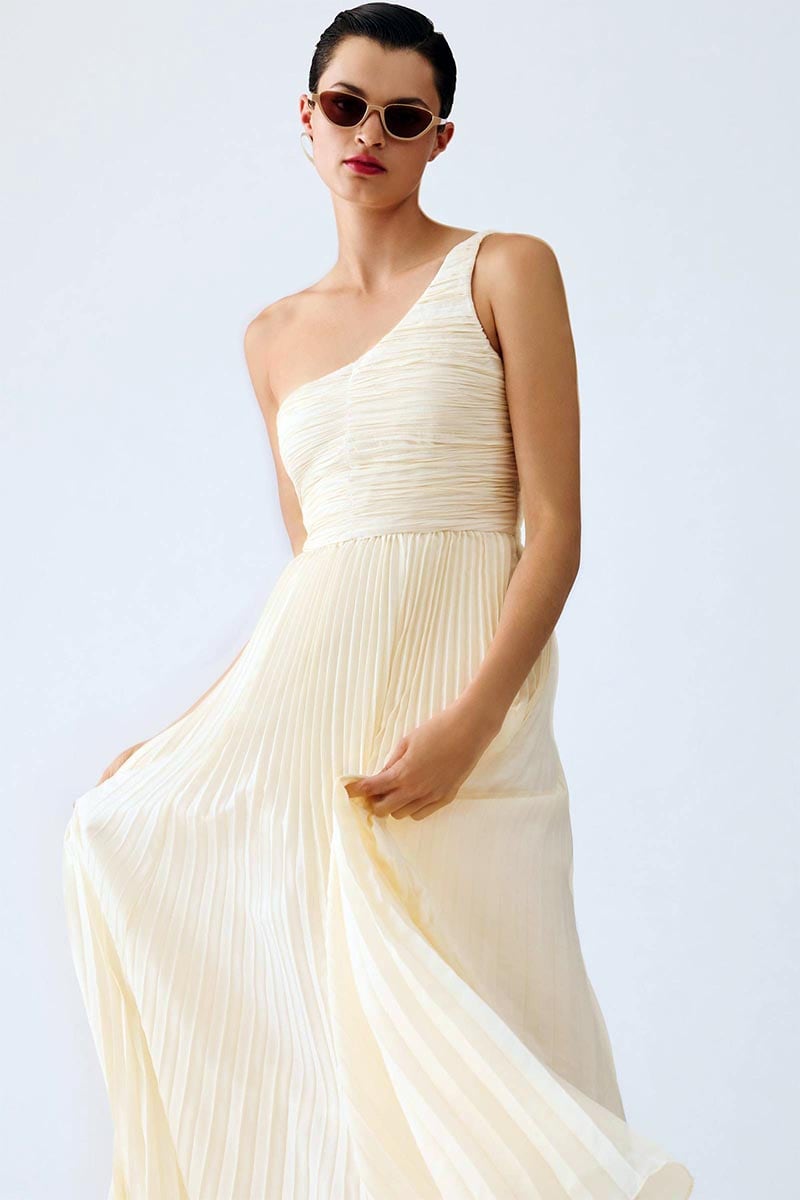 Sweet Grace One-Shoulder Pleated Maxi Dress | Jewelclues