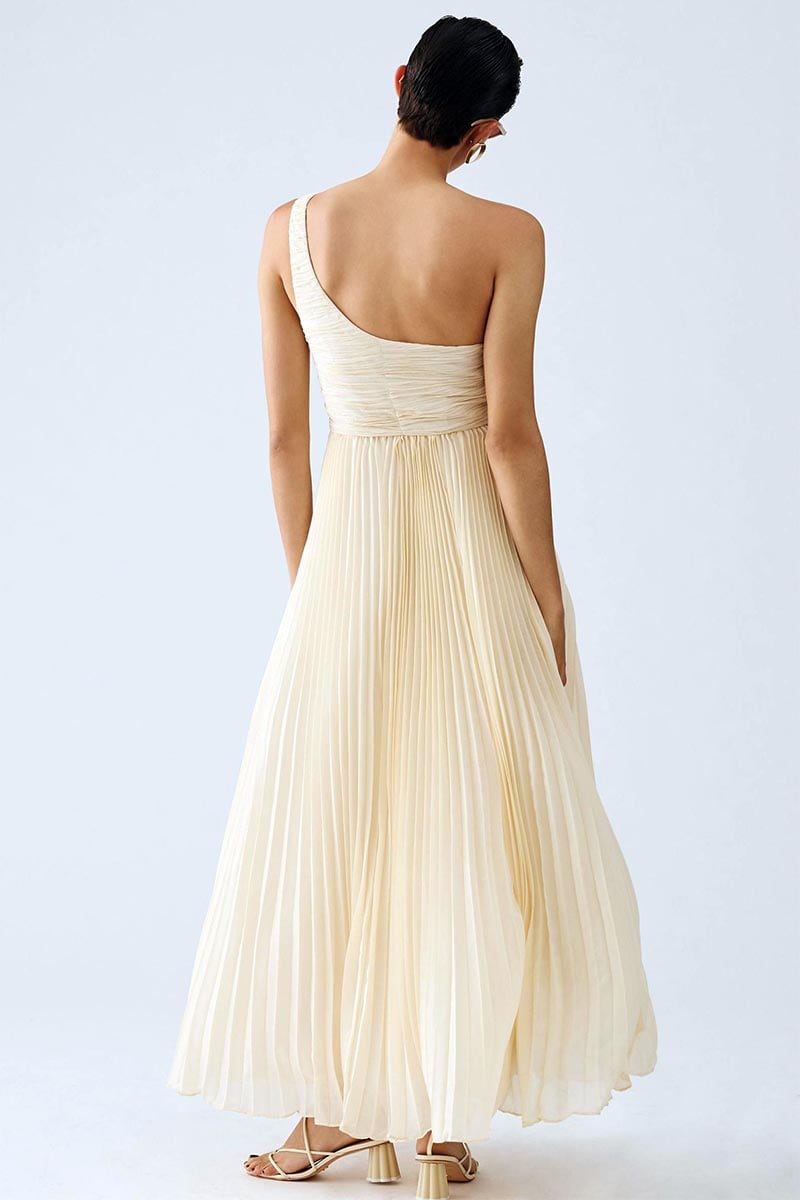 Sweet Grace One-Shoulder Pleated Maxi Dress | Jewelclues