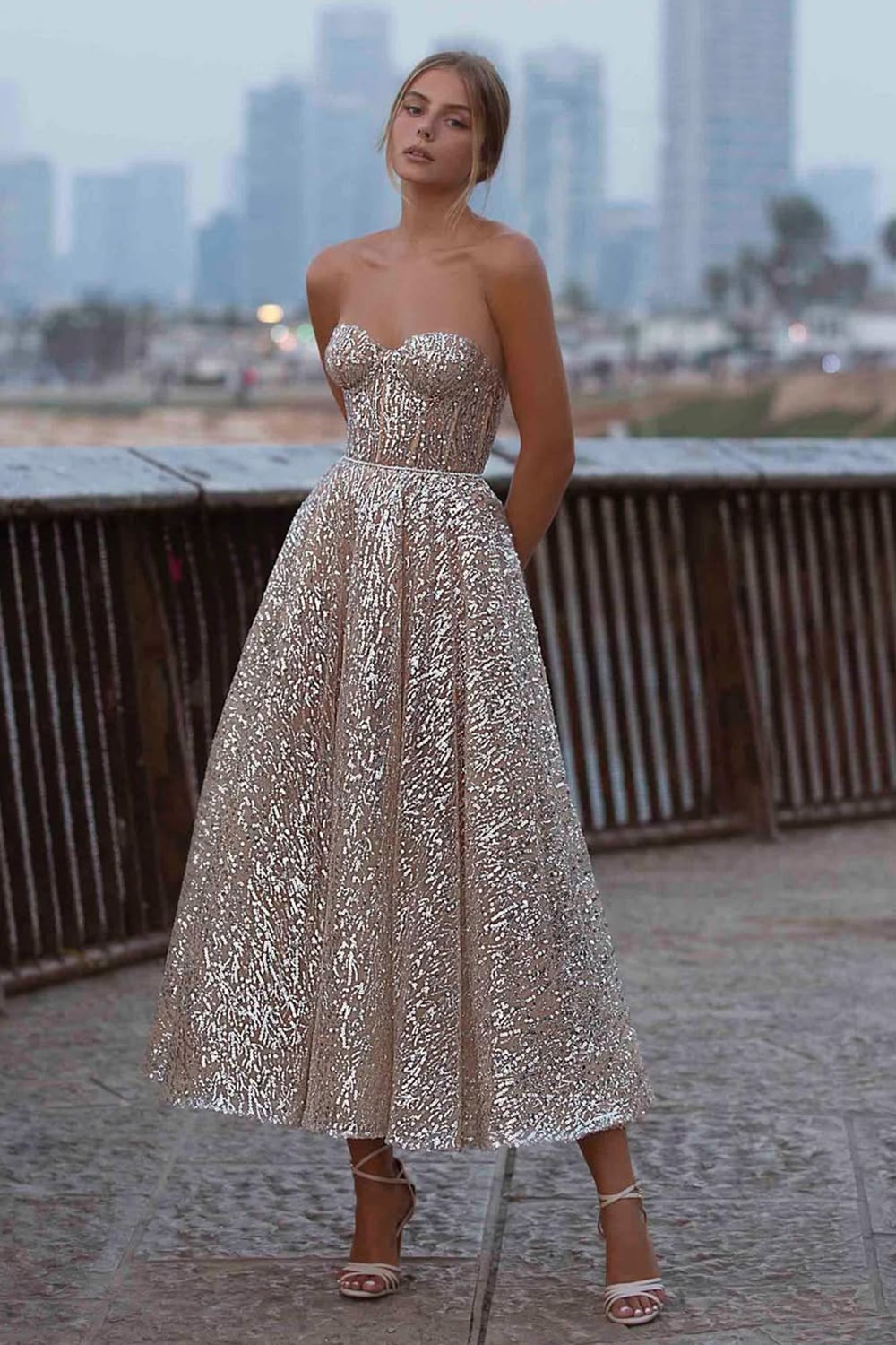 Sweet Love Sequin Strapless Midi Dress | JewelClues