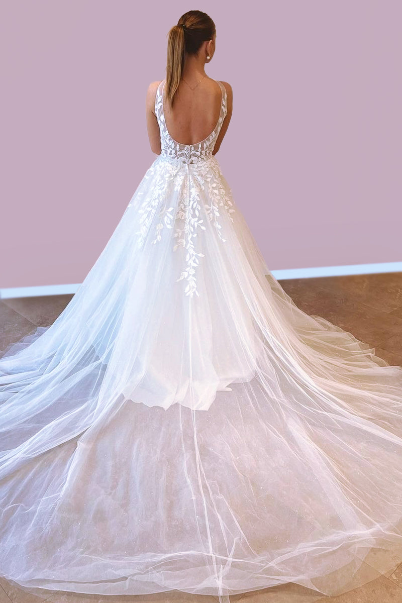 Sweetest Dream A-line Tulle Wedding Dress | Jewelclues | #color_white