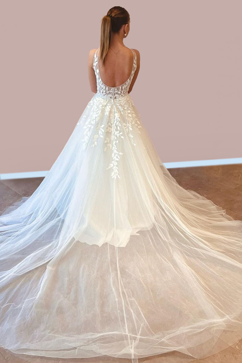 Sweetest Dream A-line Tulle Wedding Dress | Jewelclues | #color_ivory