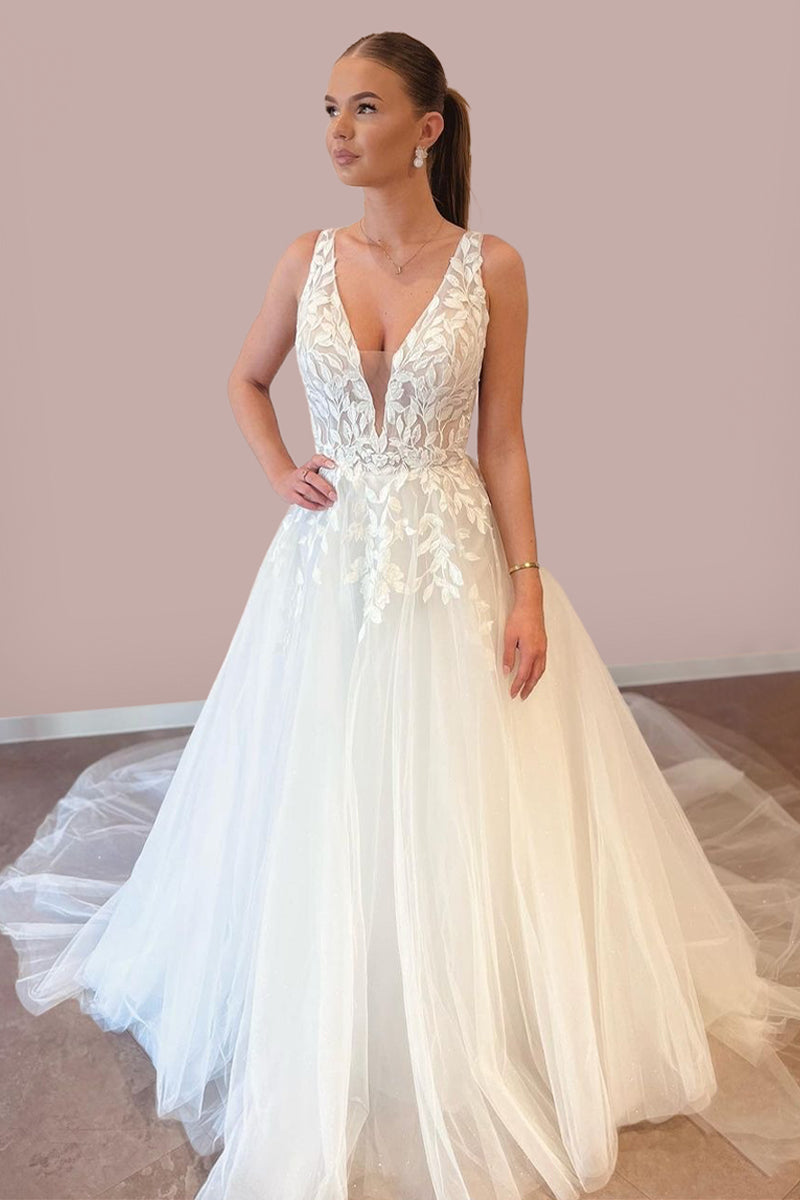 Sweetest Dream A-line Tulle Wedding Dress | Jewelclues | #color_ivory