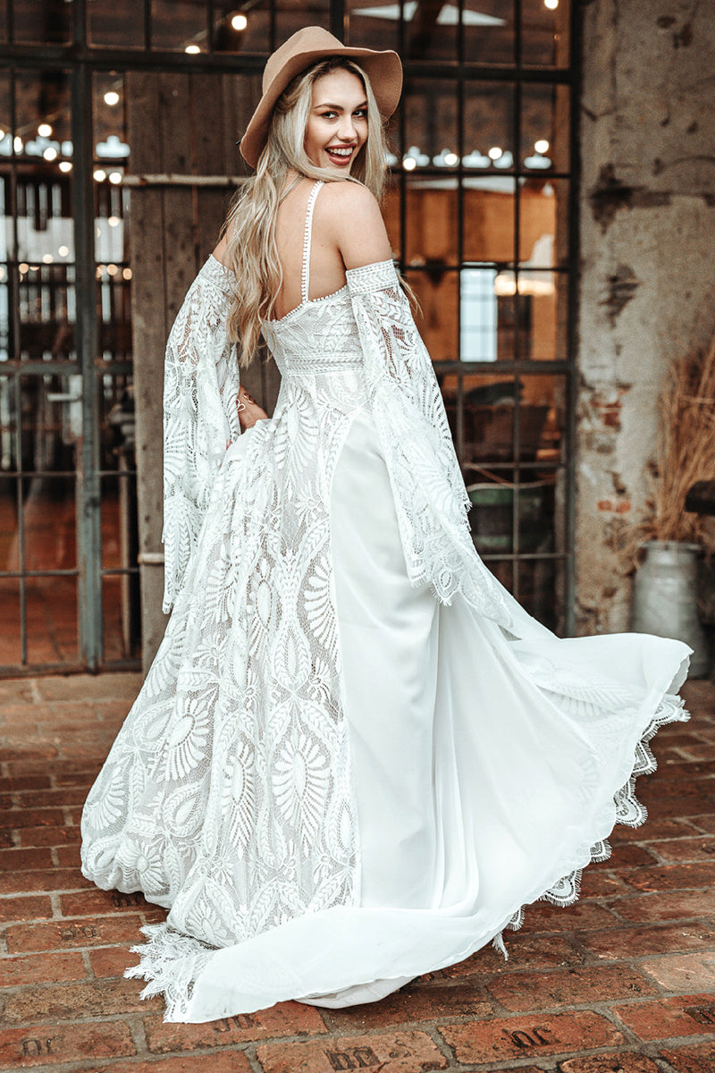 Sydney Bohemian Lace Wedding Dress | Jewelclues