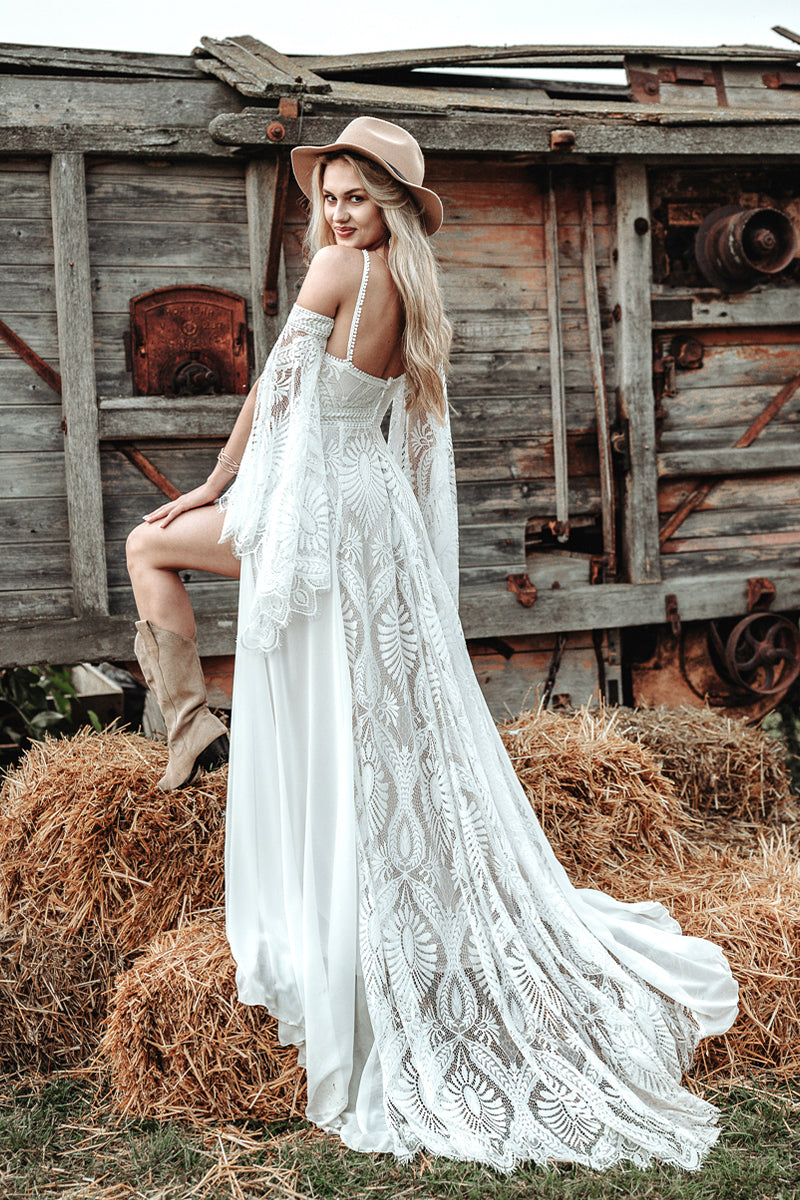 Sydney Bohemian Lace Wedding Dress | Jewelclues