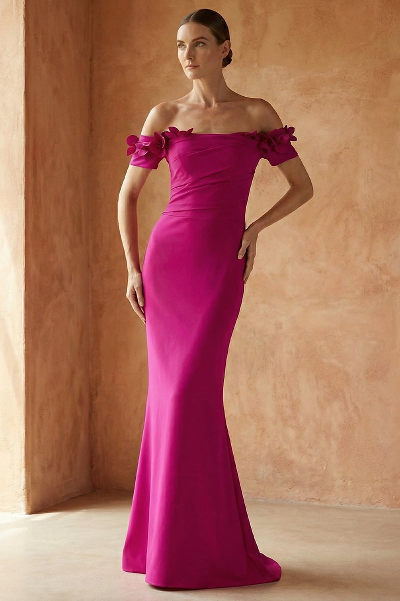 Thalia Off-the-Shoulder Maxi Dress | Jewelclues #color_fuchsia