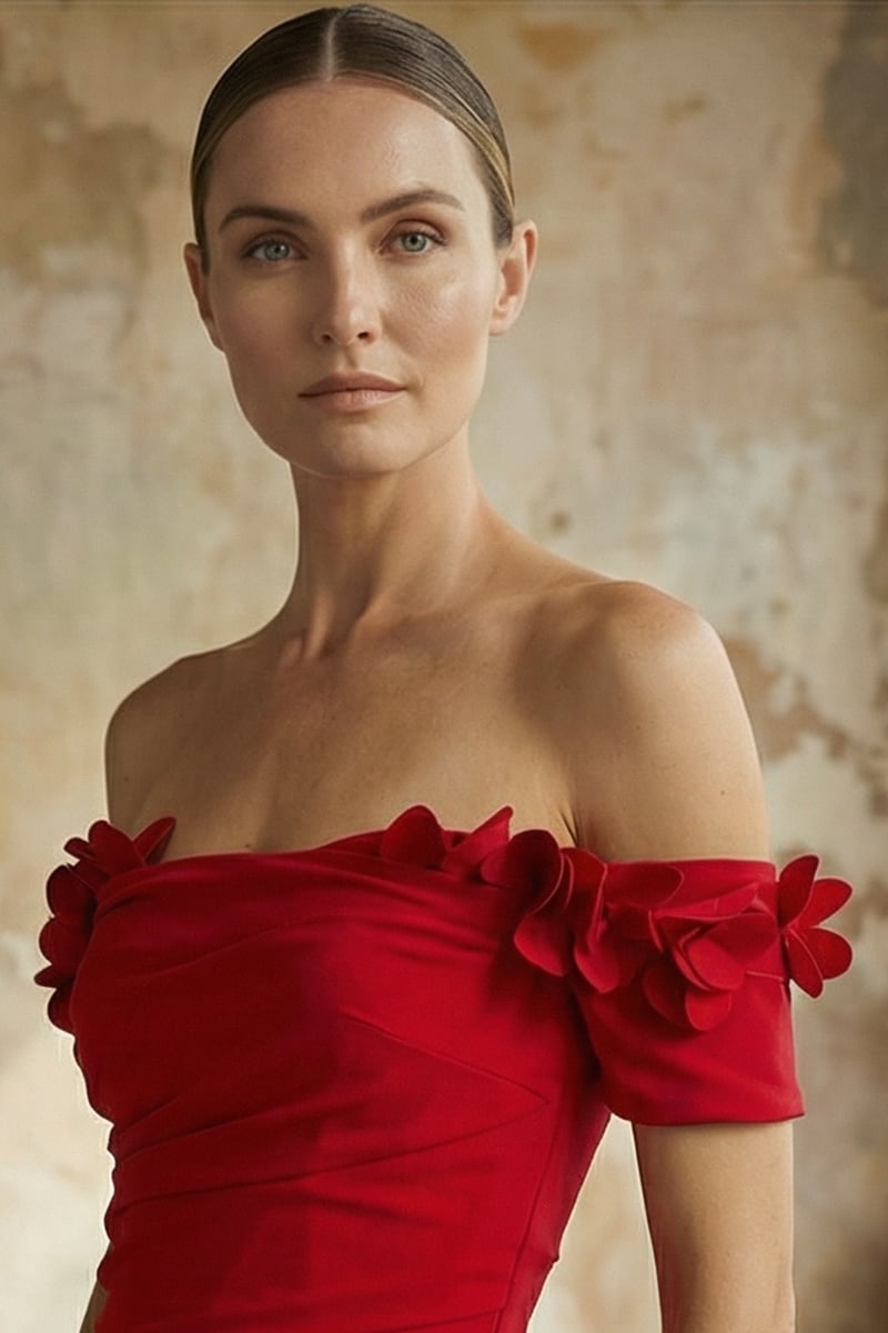 Thalia Off-the-Shoulder Maxi Dress | Jewelclues #color_red