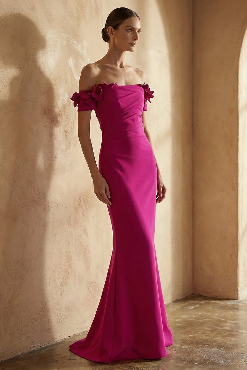 Thalia Off-the-Shoulder Maxi Dress | Jewelclues #color_fuchsia