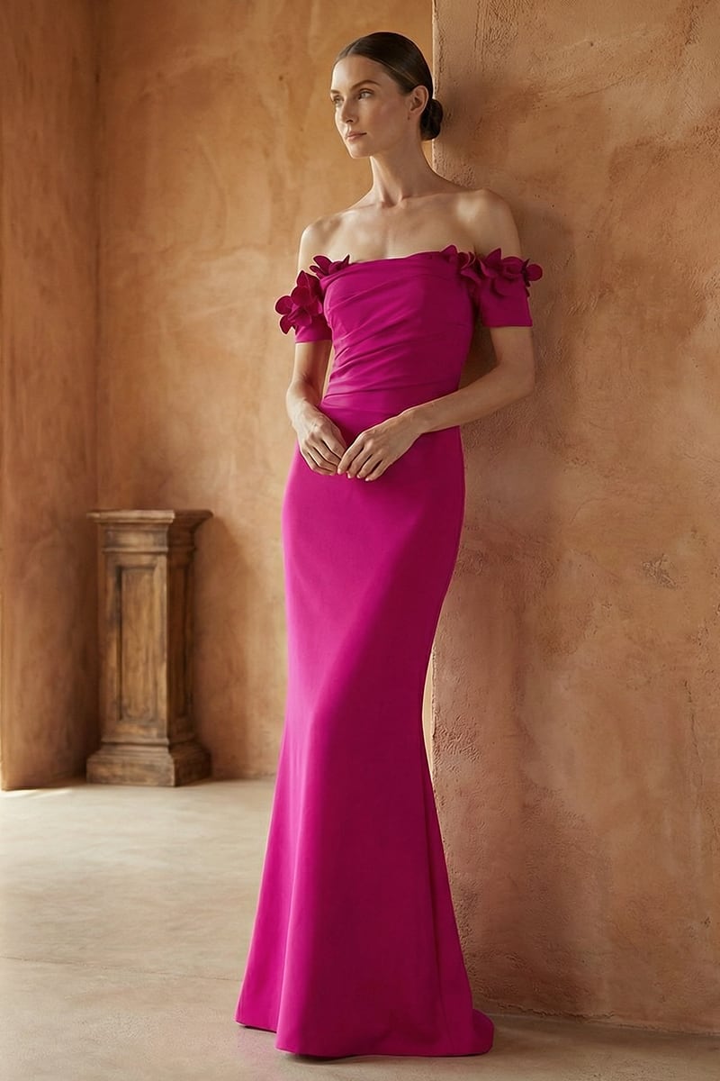 Thalia Off-the-Shoulder Maxi Dress | Jewelclues #color_fuchsia