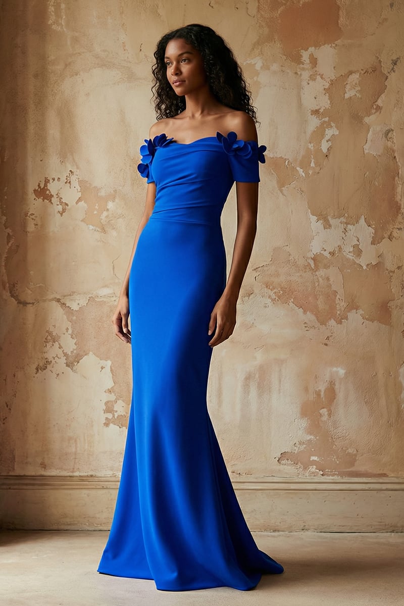 Thalia Off-the-Shoulder Maxi Dress | Jewelclues #color_blue