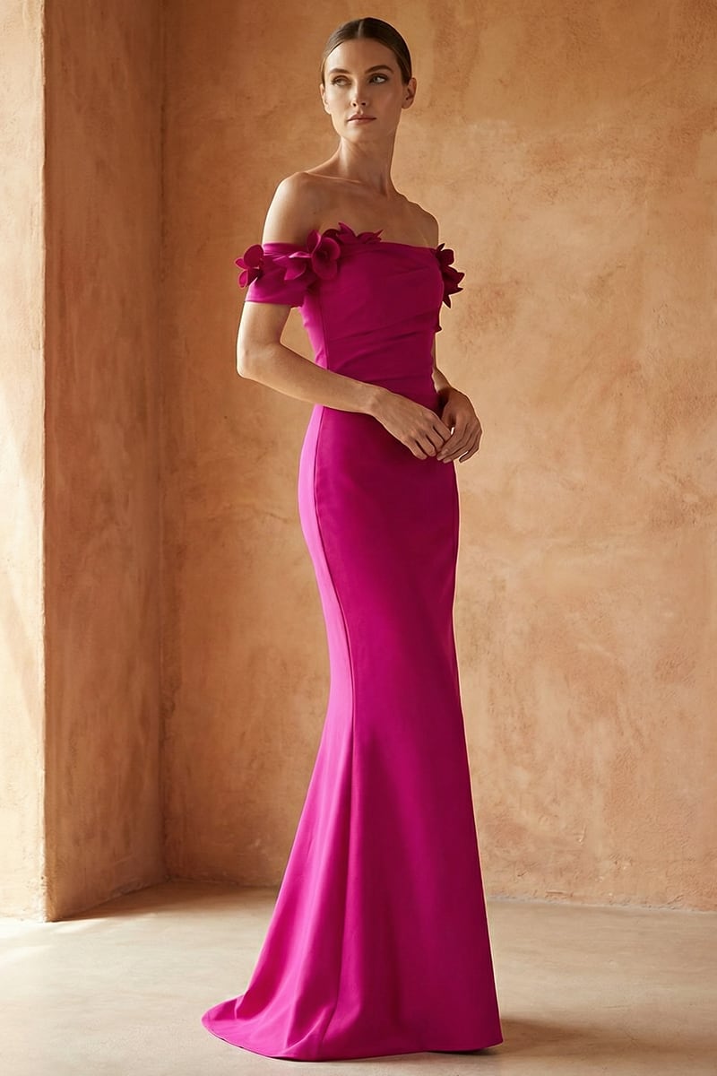 Thalia Off-the-Shoulder Maxi Dress | Jewelclues #color_fuchsia