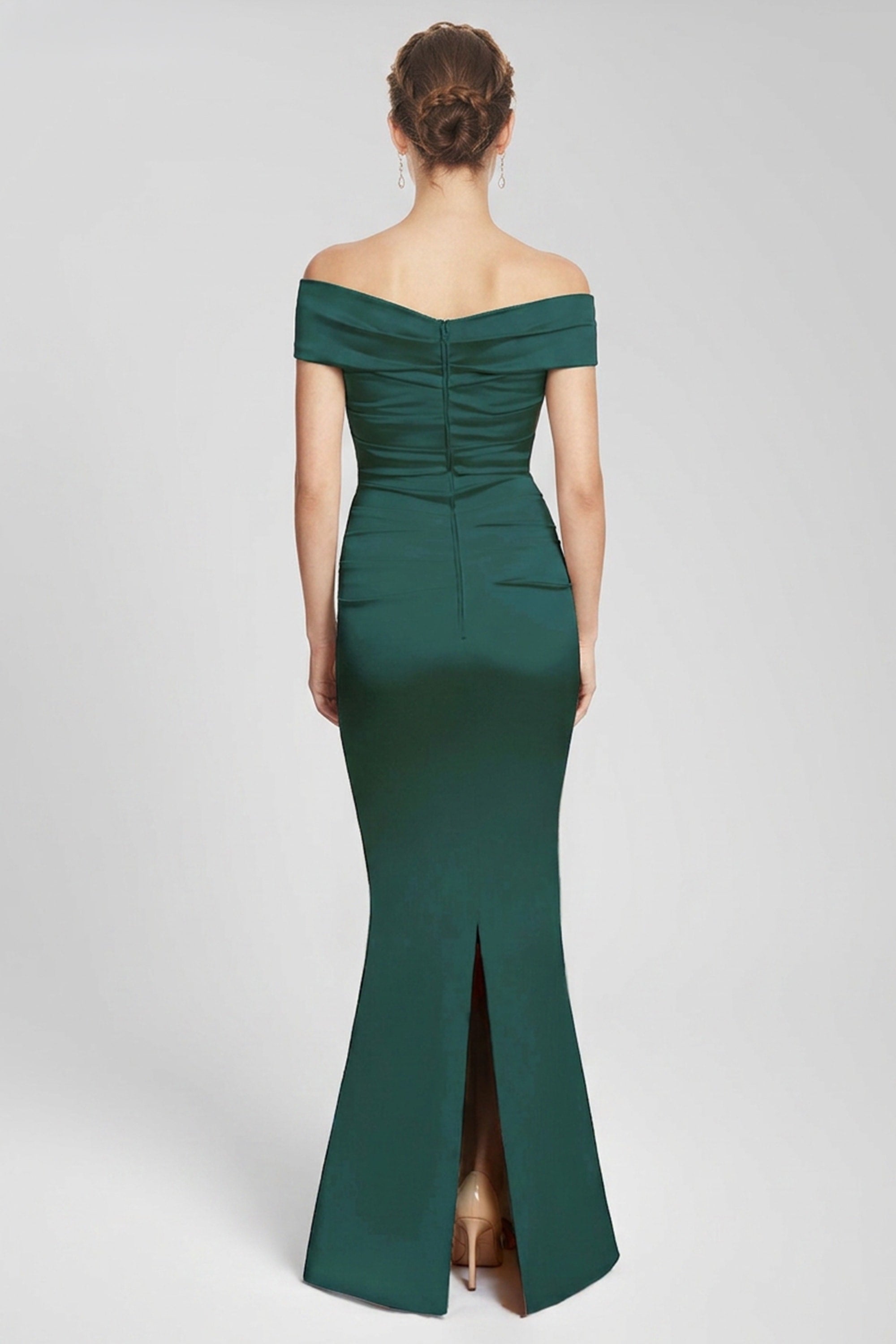 Theia Off-The-Shoulder Satin Gown | JewelClues