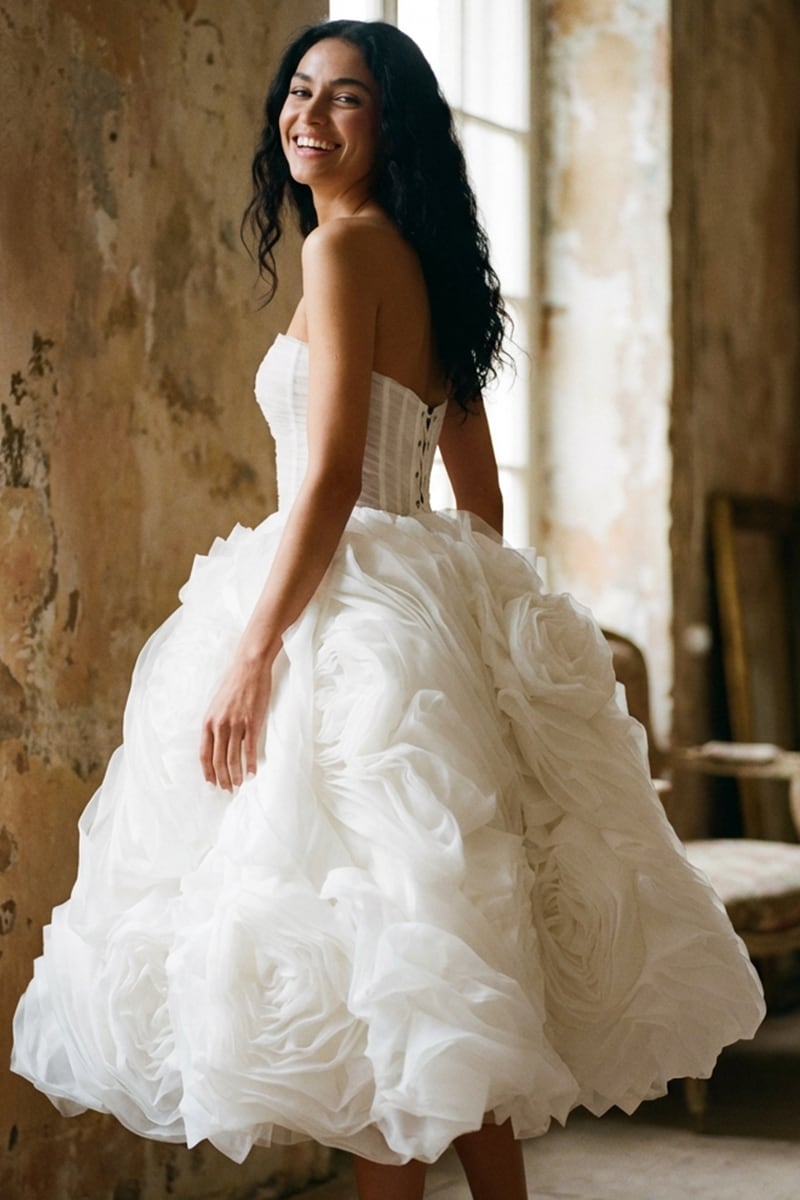 Unreal Sensibility Strapless Midi Dress | Jewelclues | #color_white