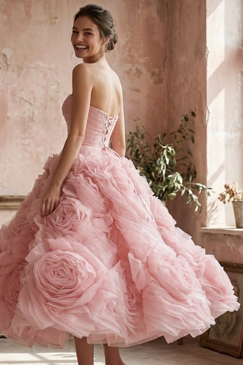 Unreal Sensibility Strapless Midi Dress | Jewelclues | #color_blush