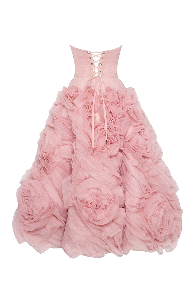 Unreal Sensibility Tulle Strapless Midi Dress | Jewelclues | #color_blush