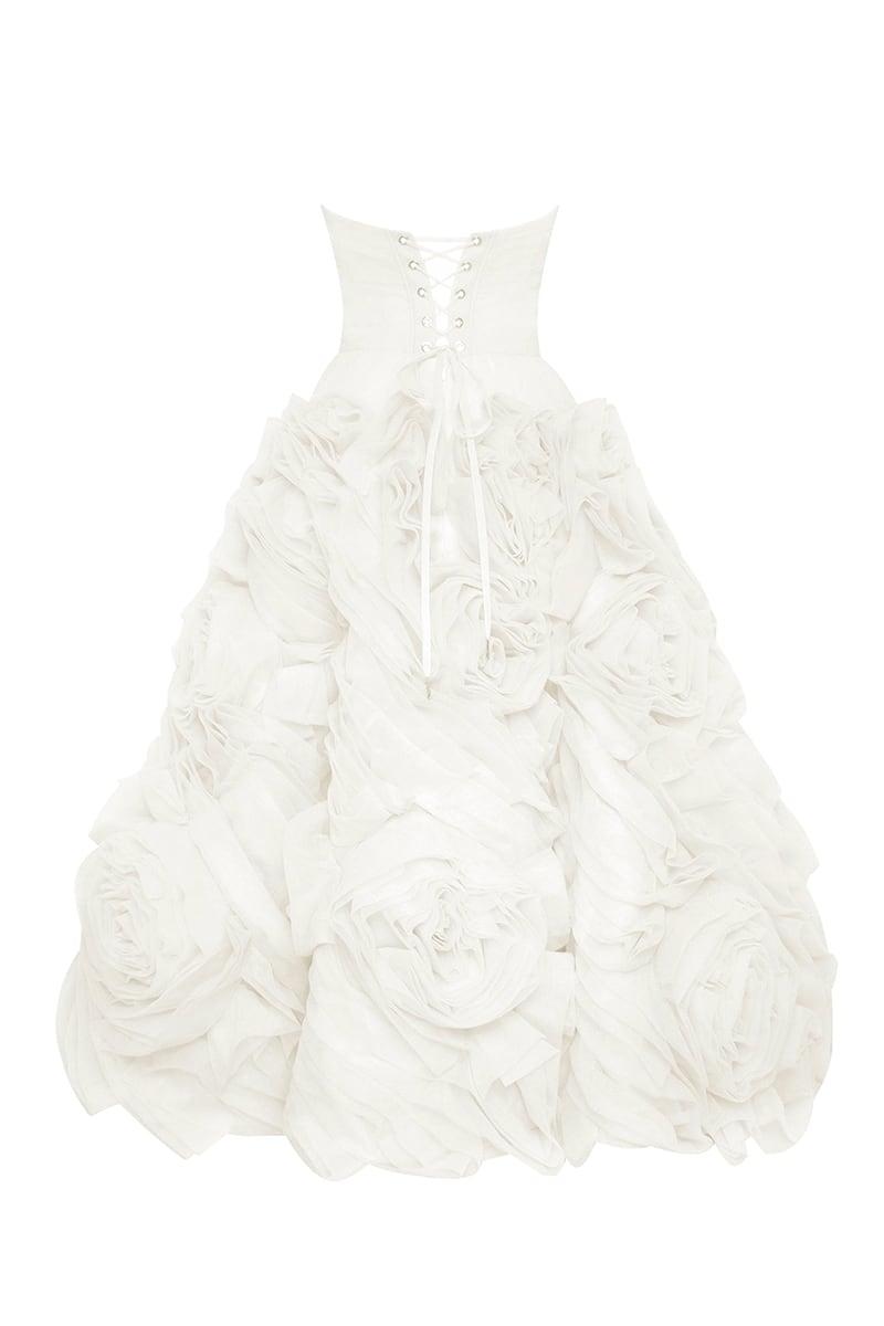 Unreal Sensibility Tulle Strapless Midi Dress | Jewelclues | #color_white
