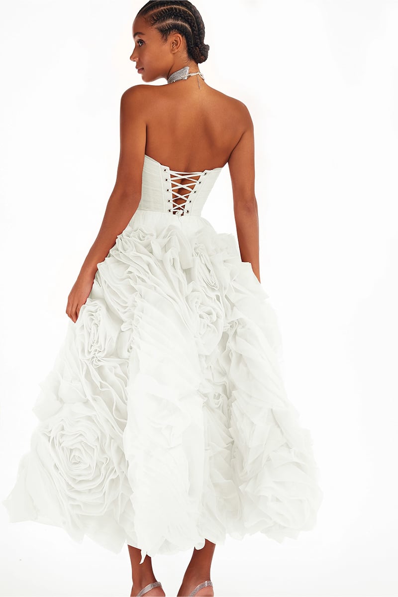 Unreal Sensibility Tulle Strapless Midi Dress | Jewelclues | #color_white
