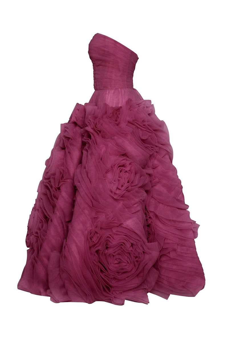 Unreal Sensibility Tulle Strapless Midi Dress | Jewelclues | #color_wine