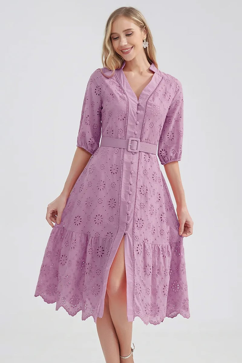 Vacation Romance Eyelet Midi Dress | Jewelclues #color_lavender