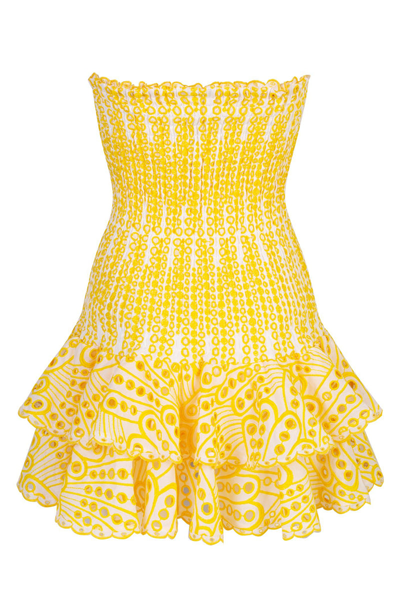 Vacay Season Eyelet Strapless Mini Dress | Jewelclues | #color_yellow