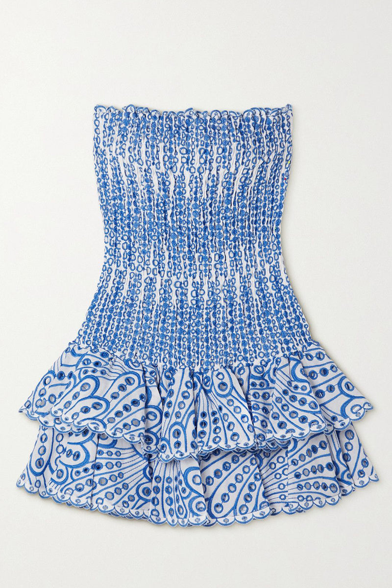 Vacay Season Eyelet Strapless Mini Dress | Jewelclues | #color_blue