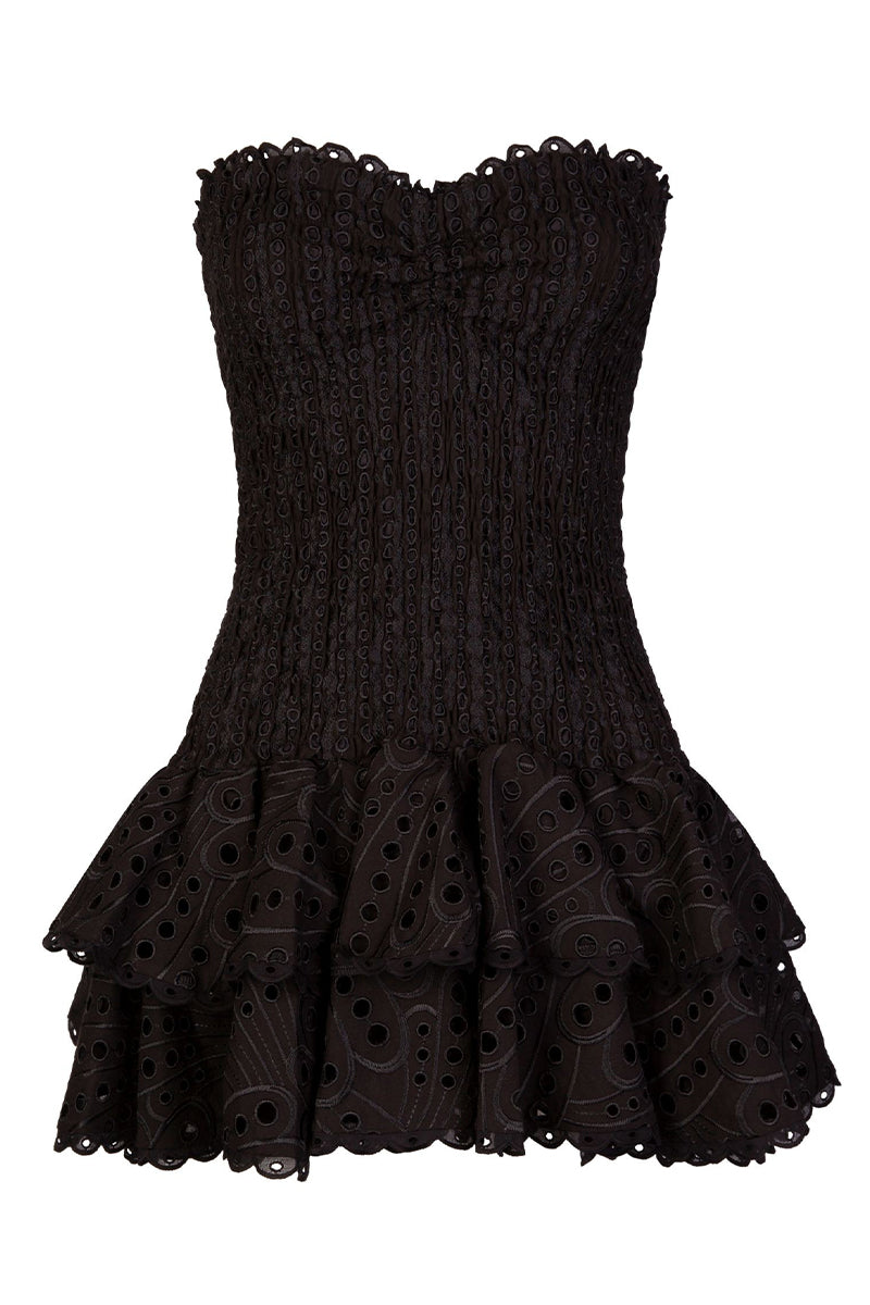 Vacay Season Eyelet Strapless Mini Dress | Jewelclues | #color_black