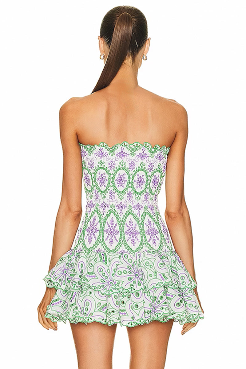 Vacay Time Eyelet Strapless Mini Dress | Jewelclues | #color_green