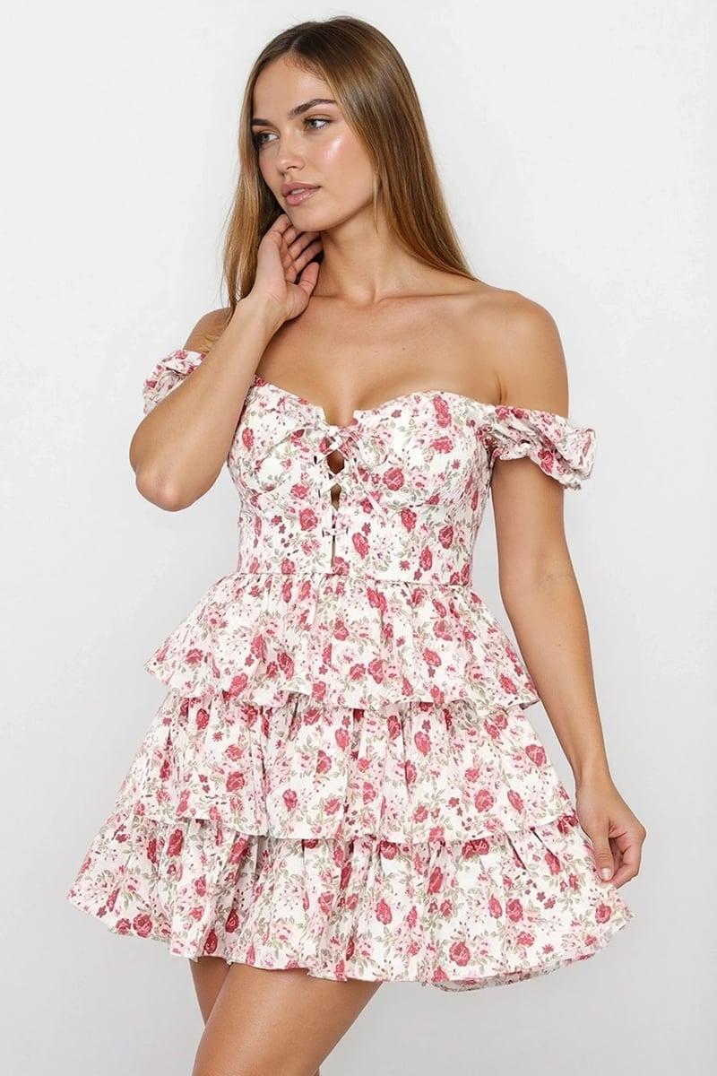 Valencia Printed Corset Mini Dress | Jewelclues