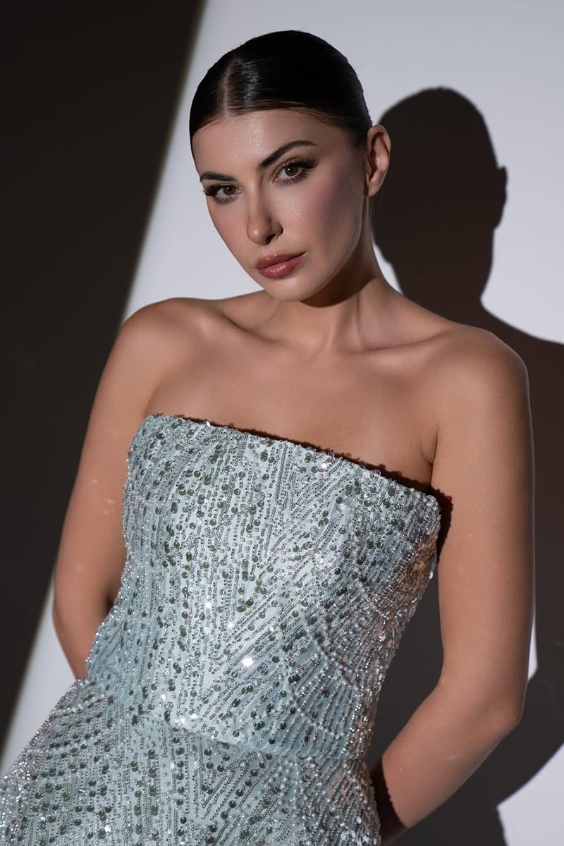 Valencia Strapless Beaded Ball Gown | Jewelclues #color_Light Blue