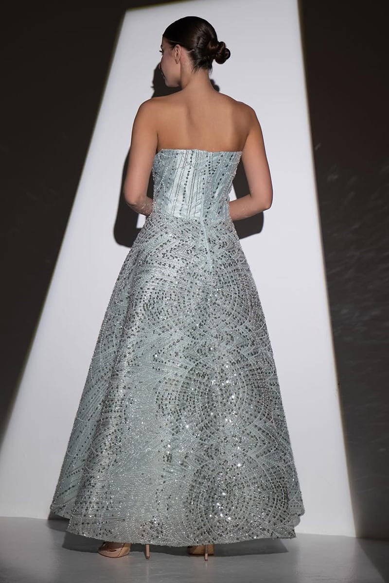 Valencia Strapless Beaded Ball Gown | Jewelclues #color_Light Blue