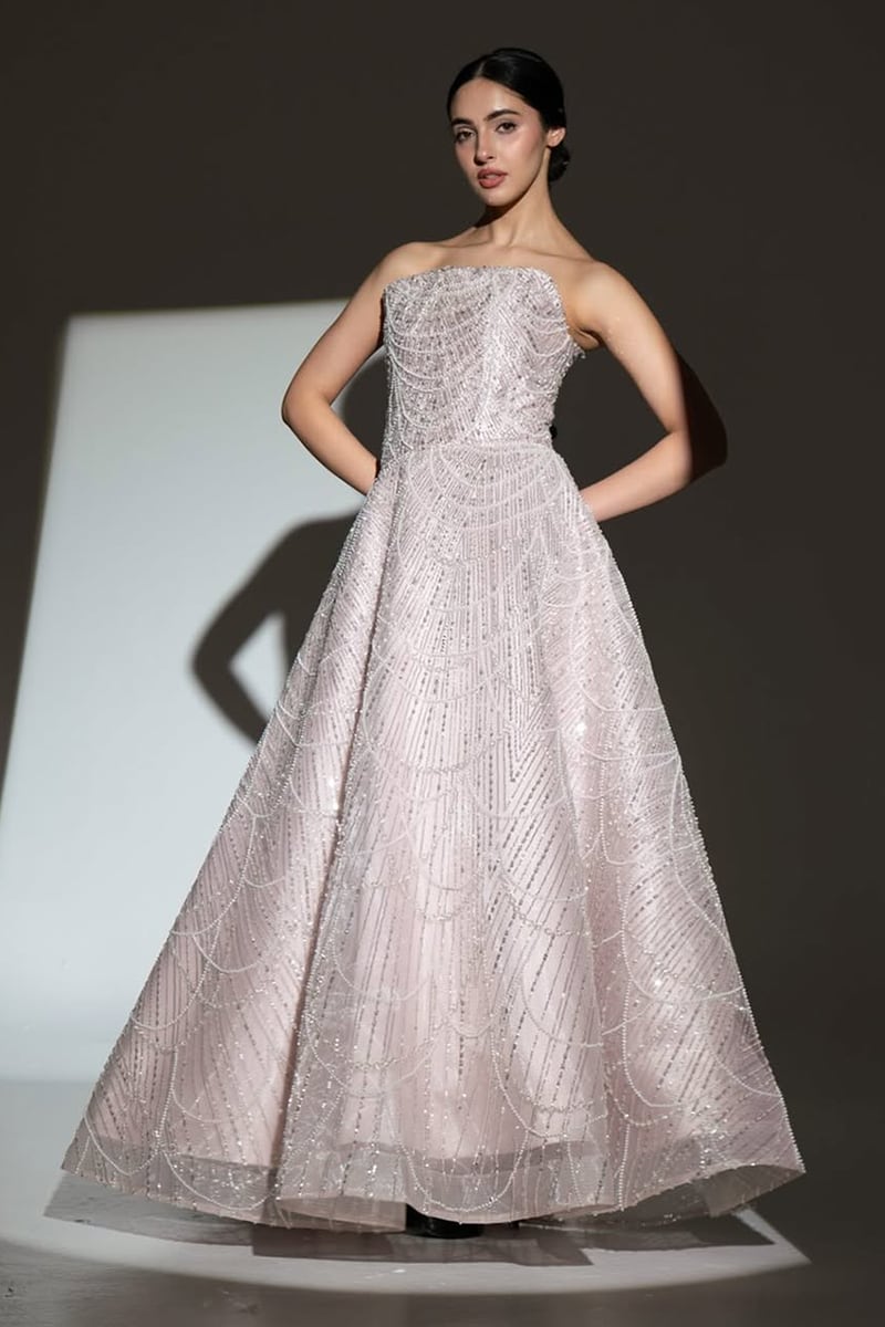 Valencia Strapless Beaded Ball Gown | Jewelclues #color_blush