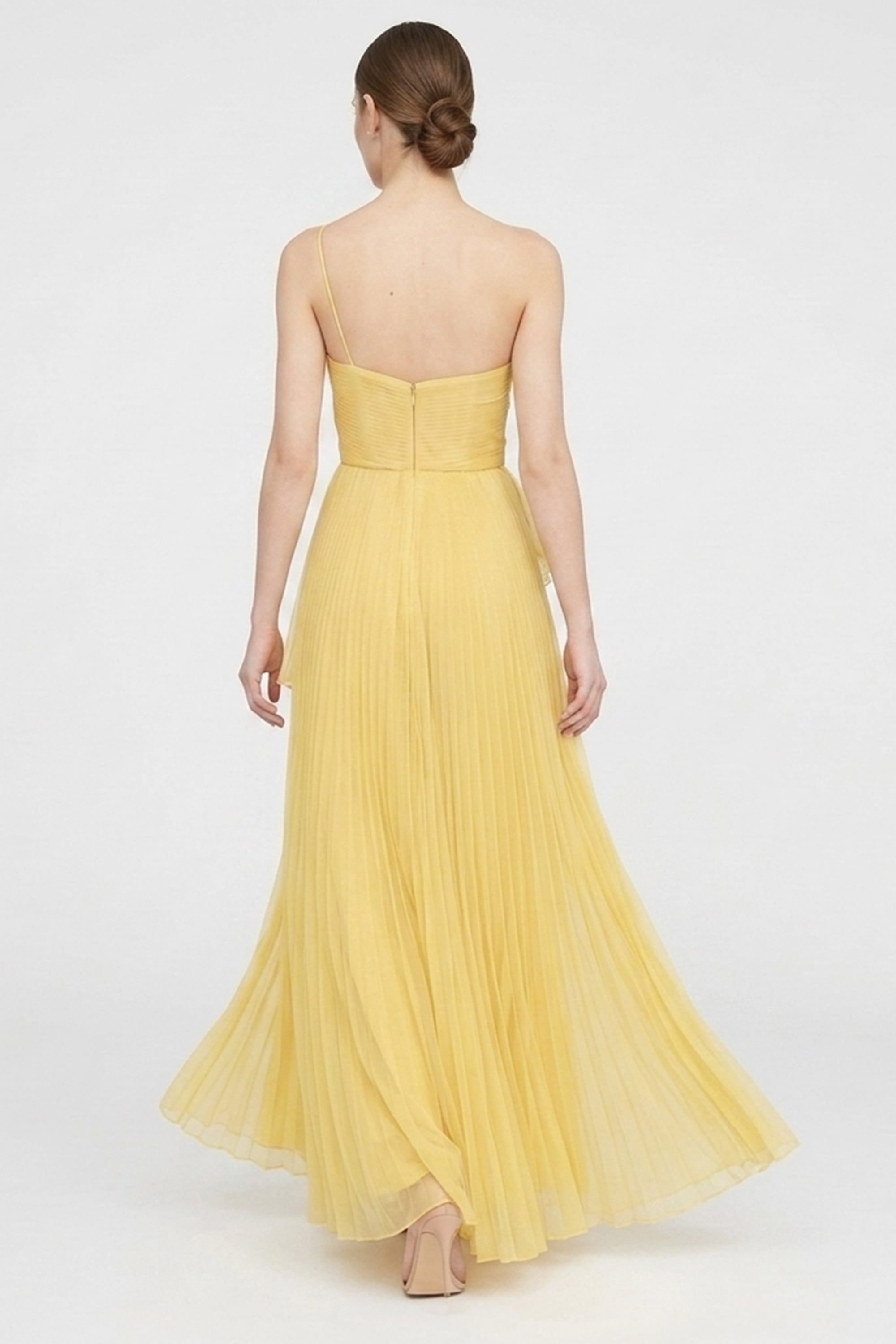 Valerie One-Shoulder Pleated Maxi Dress | JewelClues #color_buttermilk