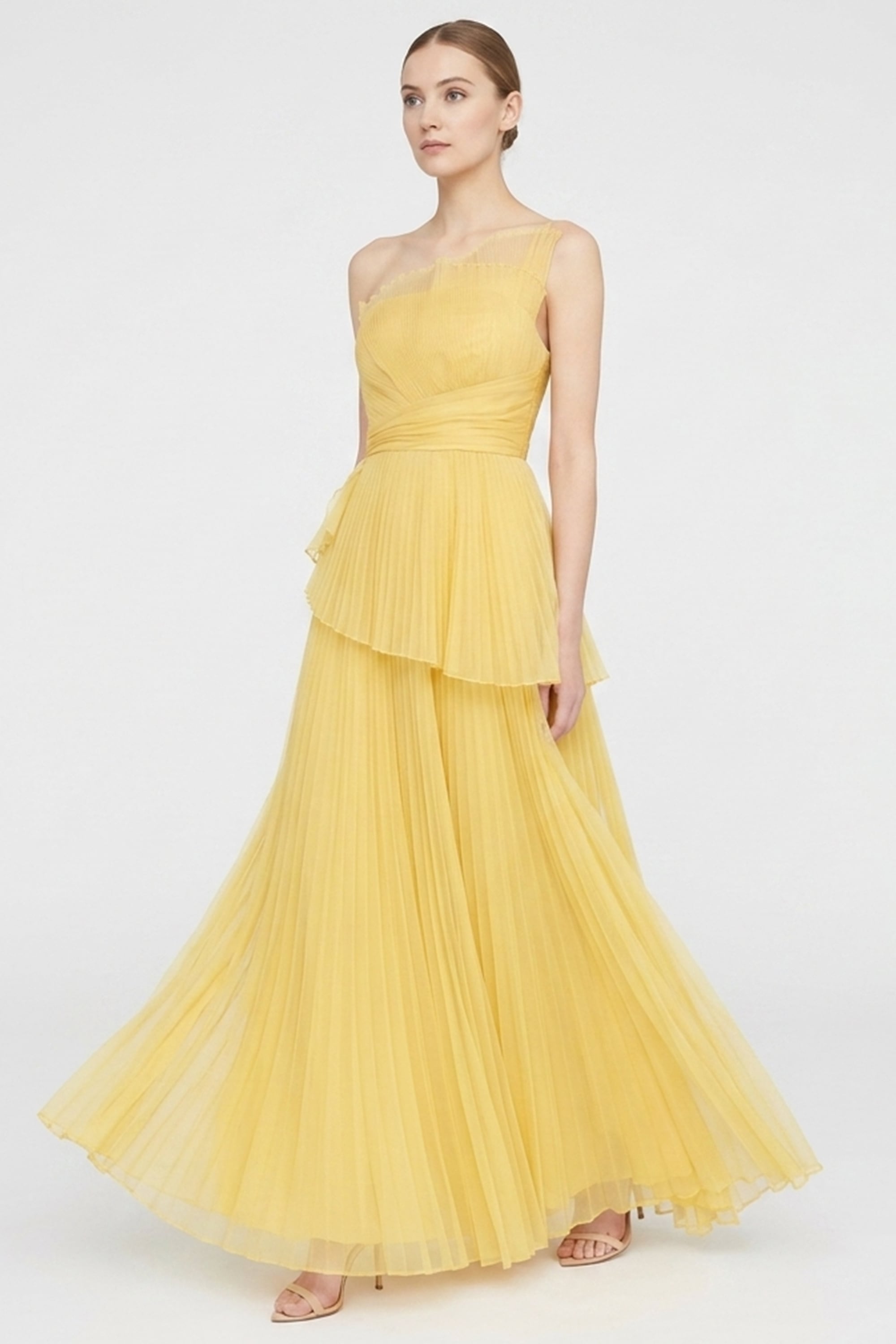Valerie One-Shoulder Pleated Maxi Dress | JewelClues #color_buttermilk