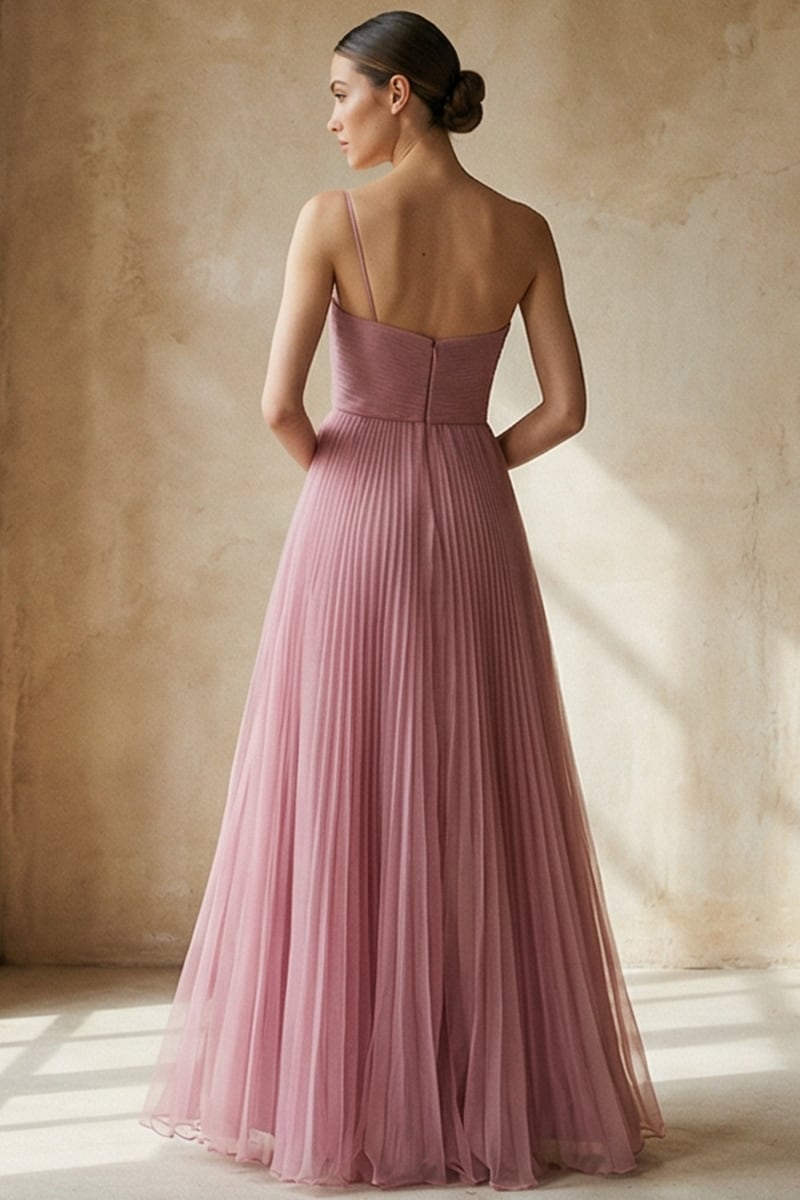 Valerie One-Shoulder Pleated Maxi Dress | Jewelclues #color_dusty pink