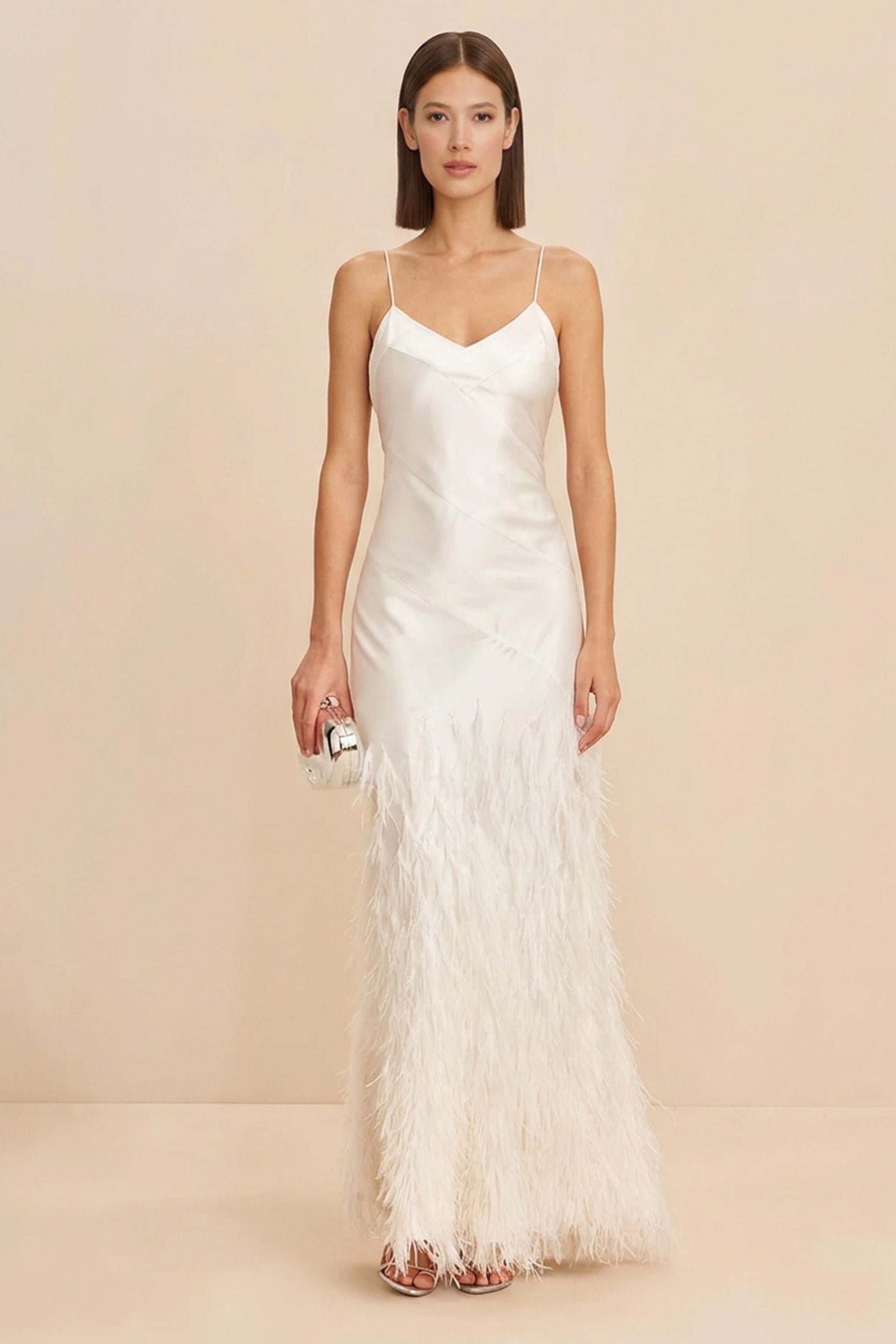 Veloria Silk Satin Gown | JewelClues #color_ivory